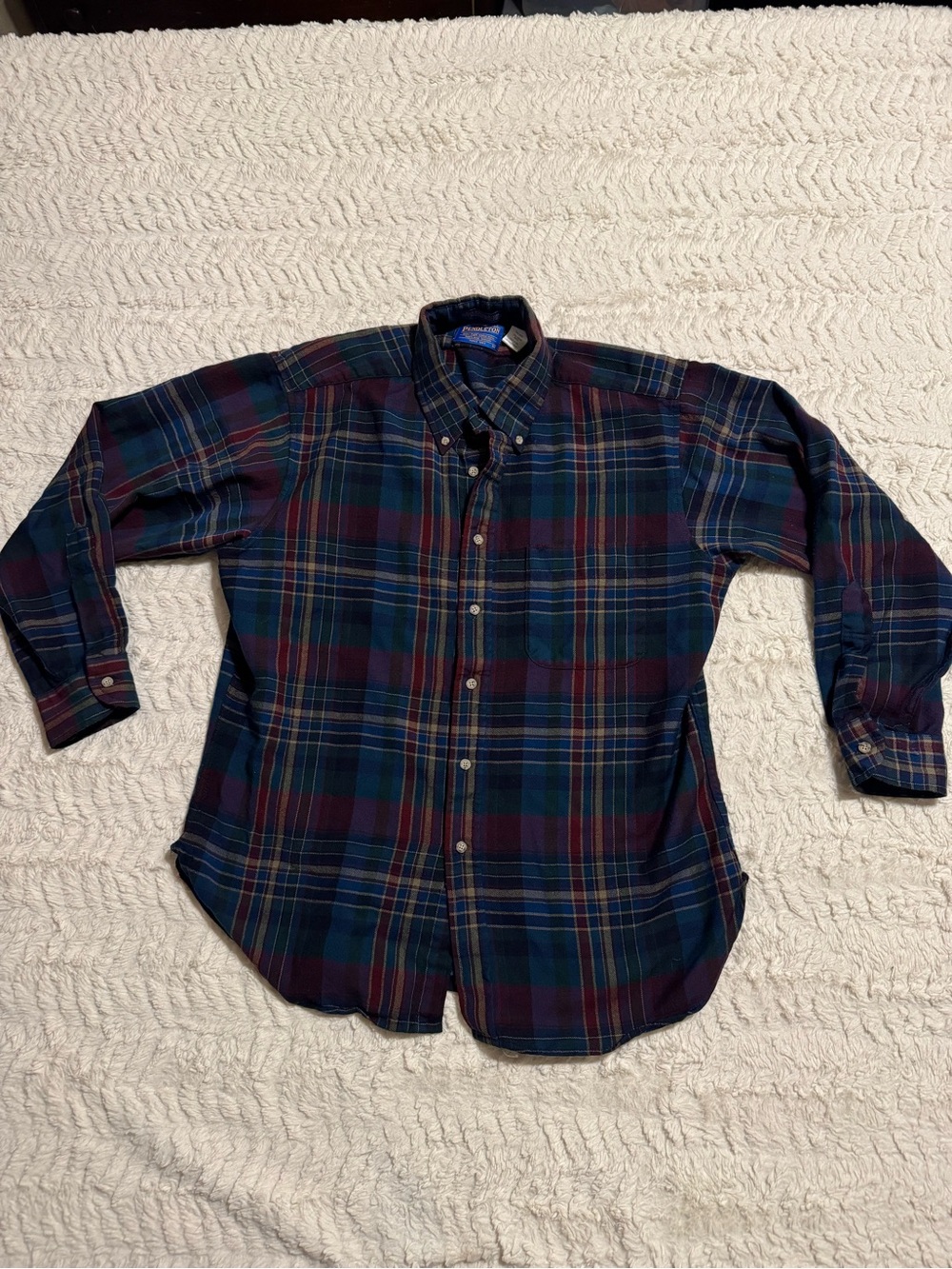 VTG 80s Pendleton Sir Pendleton 100% Wool Flannel Shirt L Made in USA